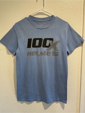100X Helmets Graphic T Shirt Small Light Blue Battle Everyday Bull Riding Rodeo